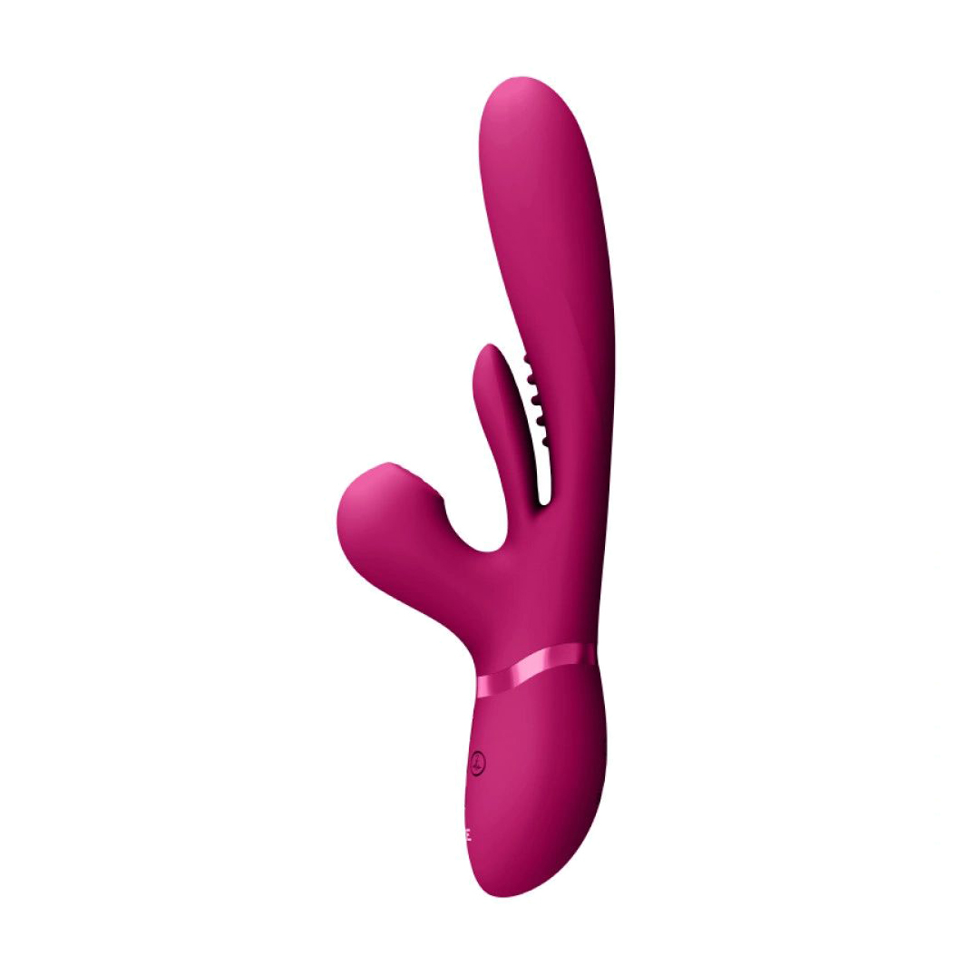 Вібратор-кролик Vive Kura Tongue &amp; Pulse Wave Stimulator G-Spot Vibrator Рожевий, 1 шт